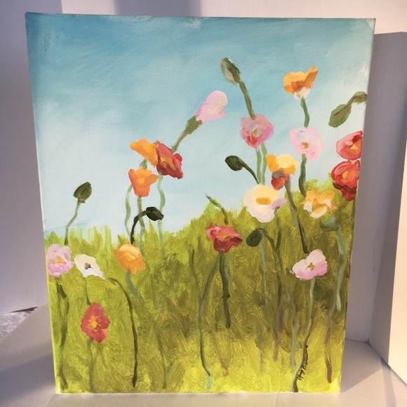 Wild Poppies Original Acrylic On Canvas 20" x 16"